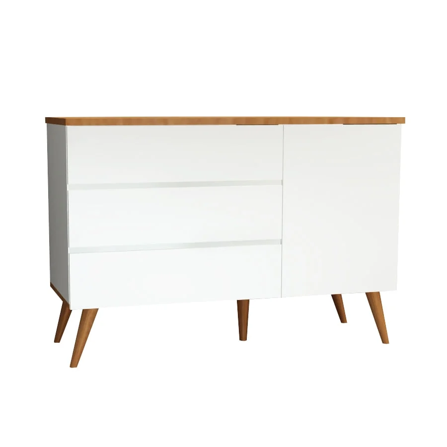 Cômoda de Bebê Viena com Porta Branco com Pé e Tampo Mel - Image 6