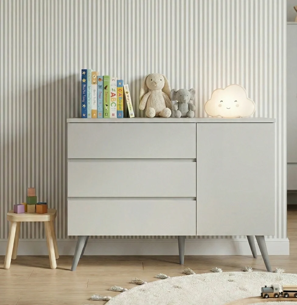 Cômoda de Bebê Viena com Porta Cinza Harbor
