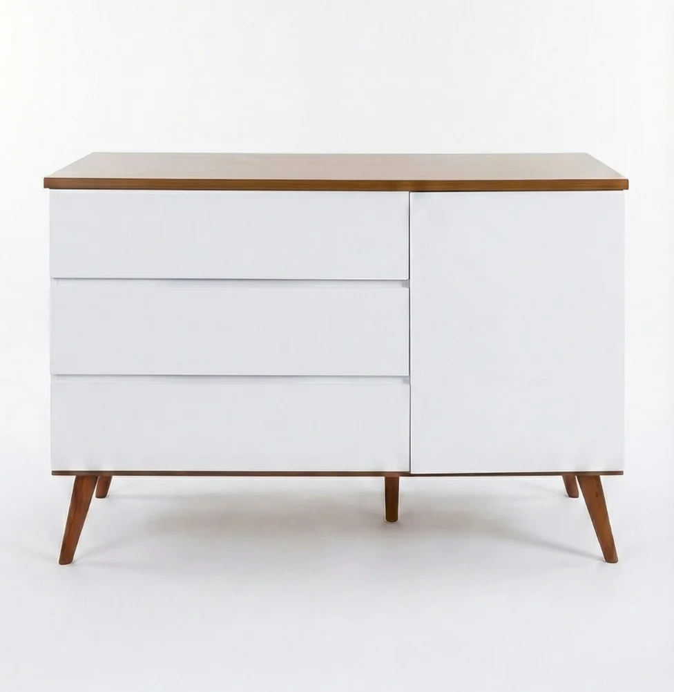 Cômoda de Bebê Viena com Porta Branco com Pé e Tampo Mel - Image 5