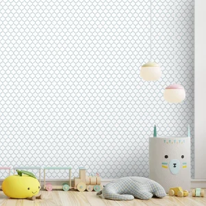 Papel de Parede Infantil Mini Arabesco Invertido Azul Claro