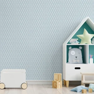 Papel de Parede Infantil Folhas Azul Claro