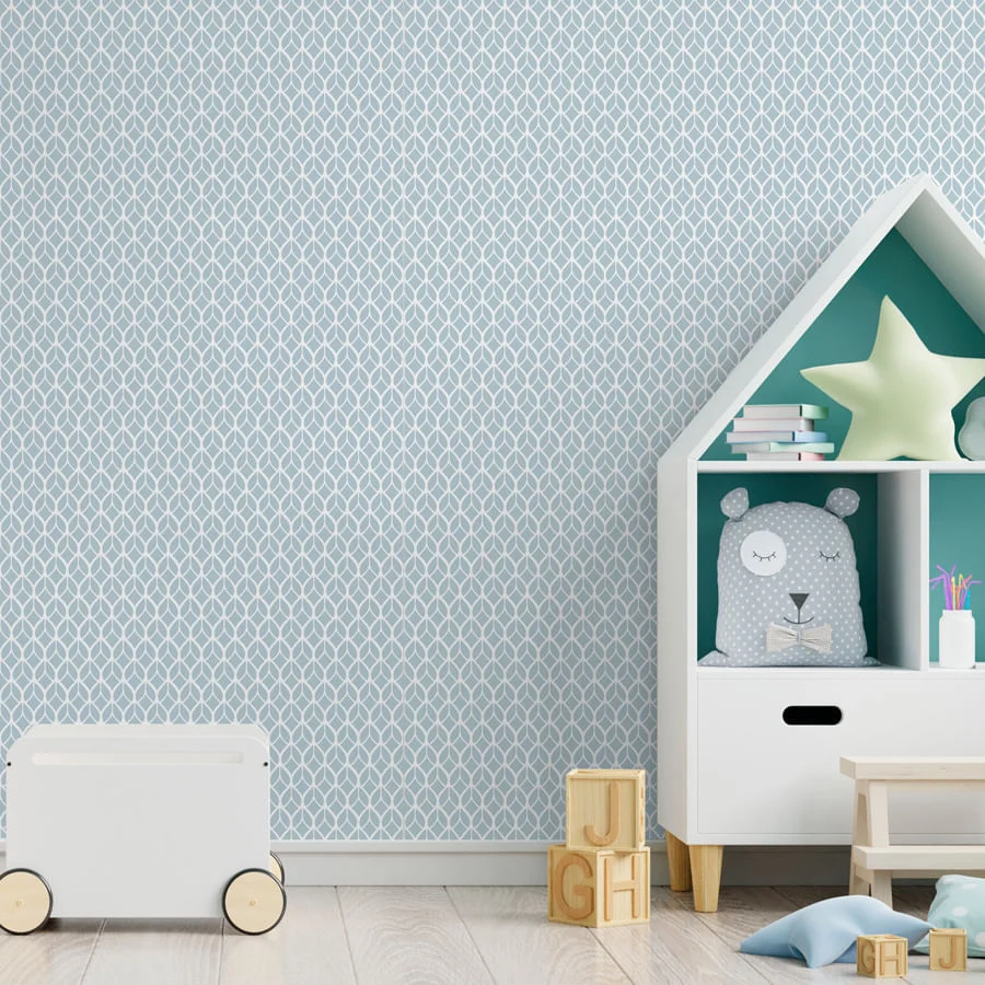 Papel de Parede Infantil Folhas Azul Claro