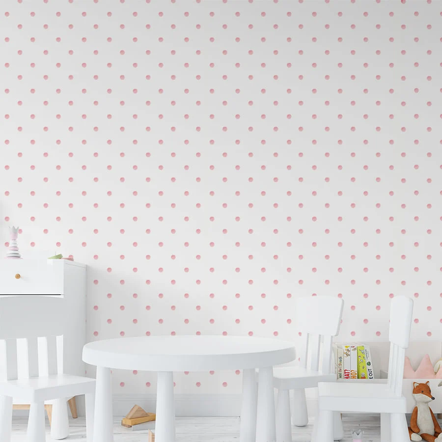Papel de Parede Infantil Poá Aquarela Rosa Clássico - Image 2