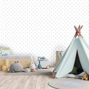Papel de Parede Infantil Poá Aquarela Azul Claro