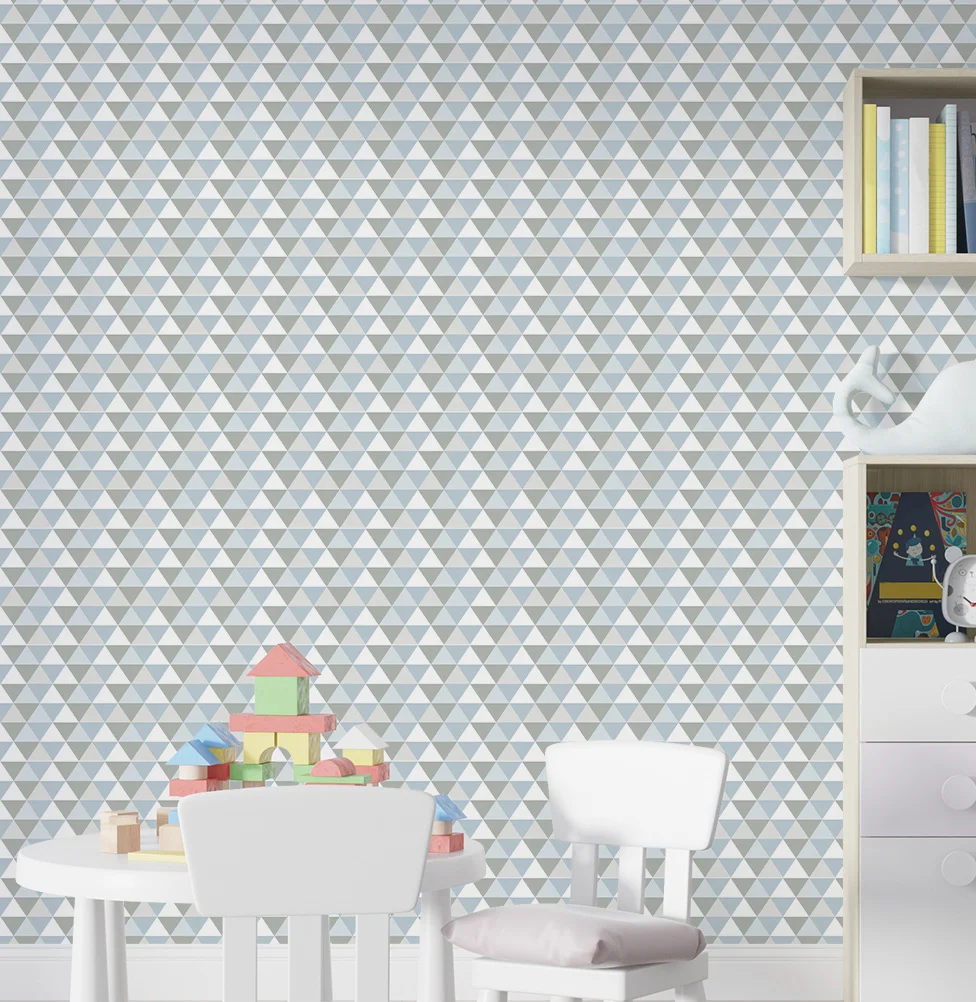Papel de Parede Infantil Triângulos Azul Claro - Image 2