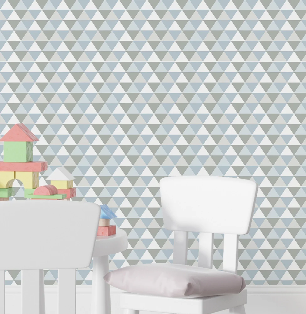 Papel de Parede Infantil Triângulos Azul Claro - Image 3