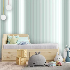 Papel de Parede Infantil Listra Fina Verde