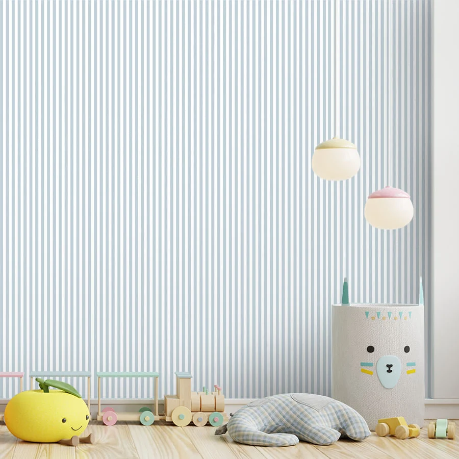 Papel de Parede Infantil Listra Fina Azul - Image 2