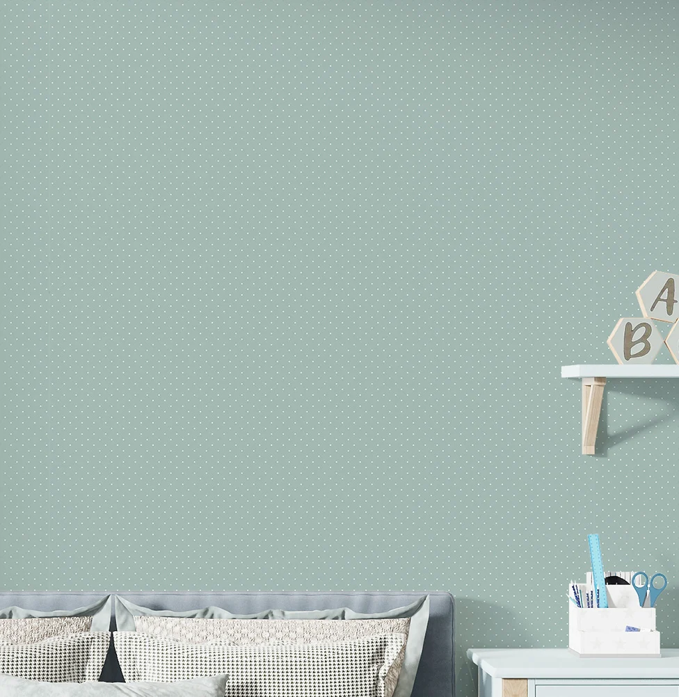 Papel de Parede Infantil Mini Poá Fundo Verde - Image 3