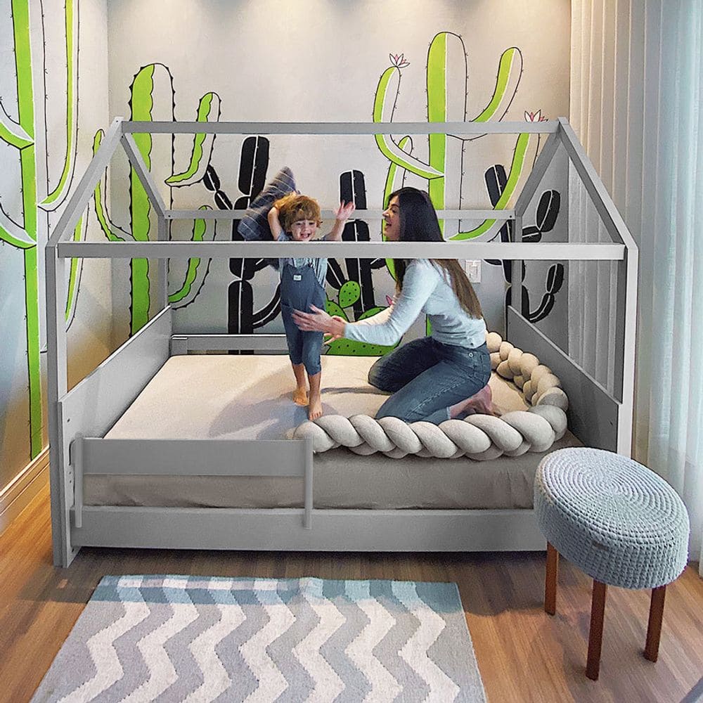 Cama com Casinha Up 2 em 1 Cinza Harbor - Image 3