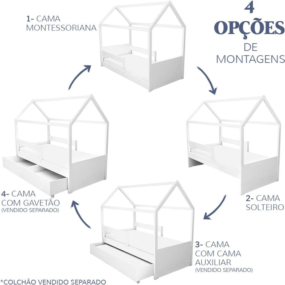 Cama com Casinha Up 2 em 1 Cinza Harbor - Image 5