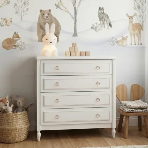 Cômoda de Bebê La Vie Branco Provençal 4 Gavetas
