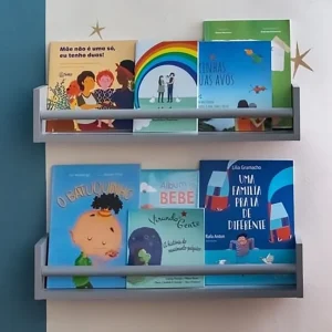 Prateleira de Livro Up 60cm Cinza