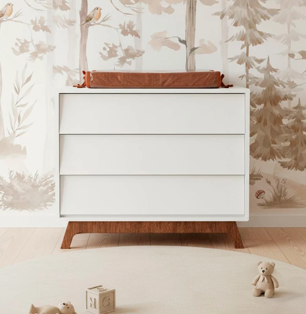 Cômoda de Bebê Raika 3 Gavetas Branco com Pé Mel - Image 2