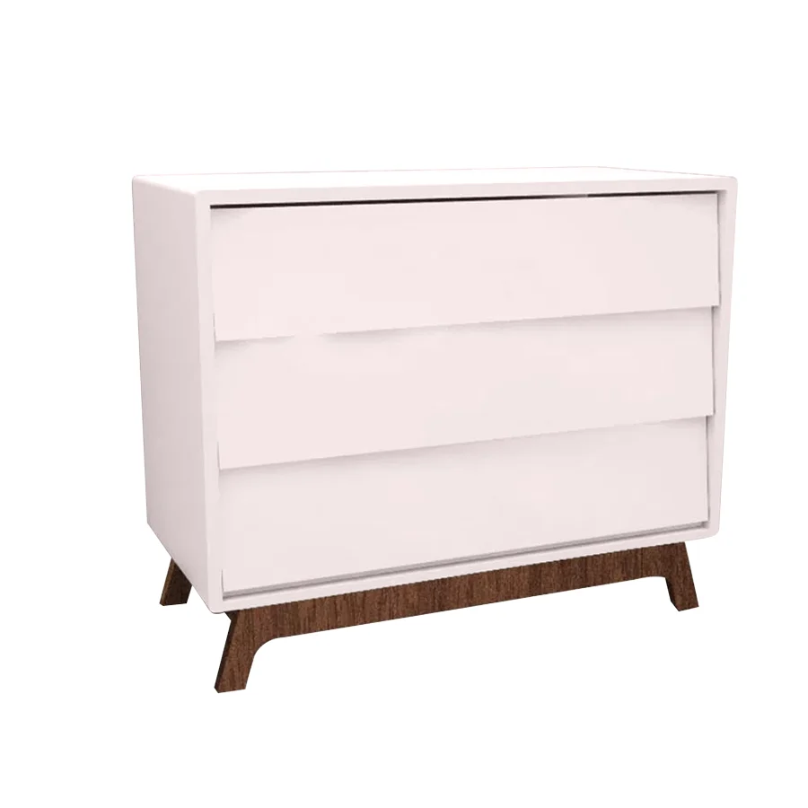 Cômoda de Bebê Raika 3 Gavetas Rosa Claro com Pé Mel - Image 6