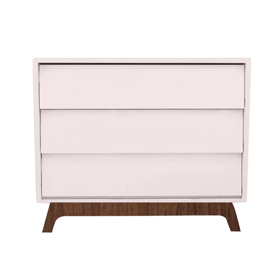 Cômoda de Bebê Raika 3 Gavetas Rosa Claro com Pé Mel - Image 5