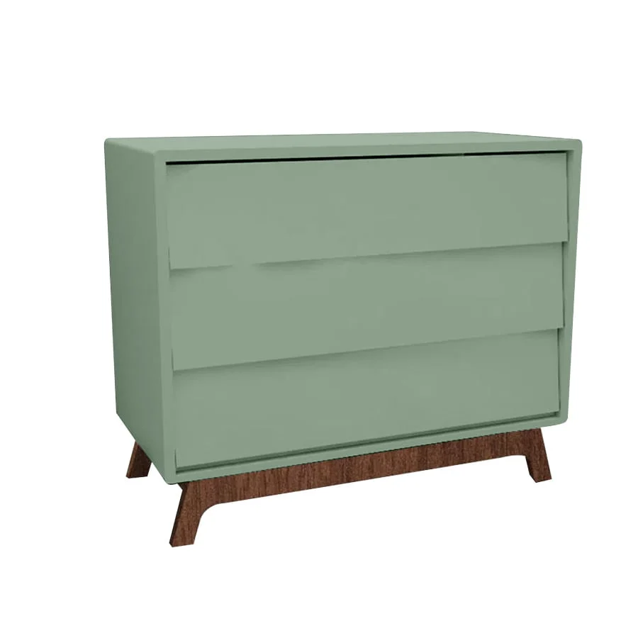 Cômoda de Bebê Raika 3 Gavetas Verde Jardim com Pé Mel - Image 6