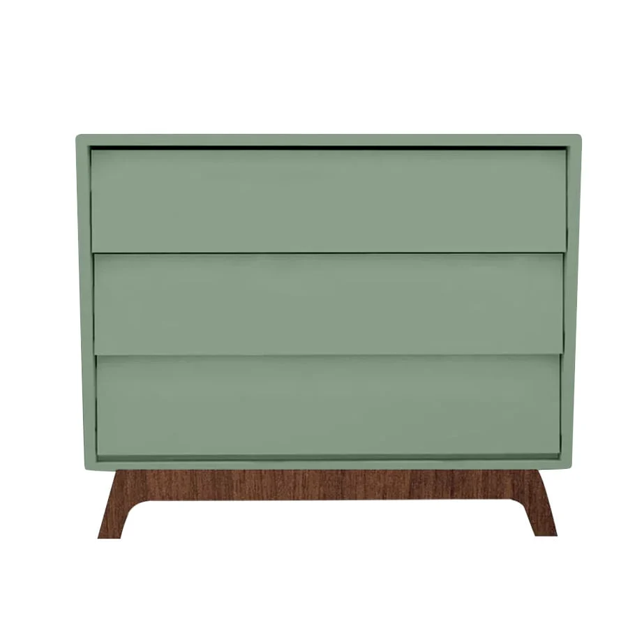 Cômoda de Bebê Raika 3 Gavetas Verde Jardim com Pé Mel - Image 5