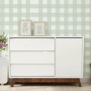 Cômoda de Bebê Raika Com Porta Branco com Pé Mel