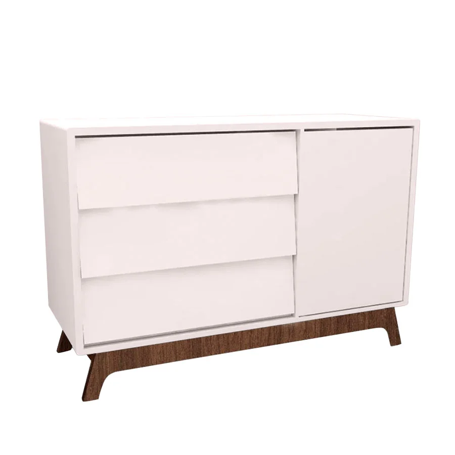 Cômoda de Bebê Raika com Porta Rosa Claro e Pé Mel - Image 6