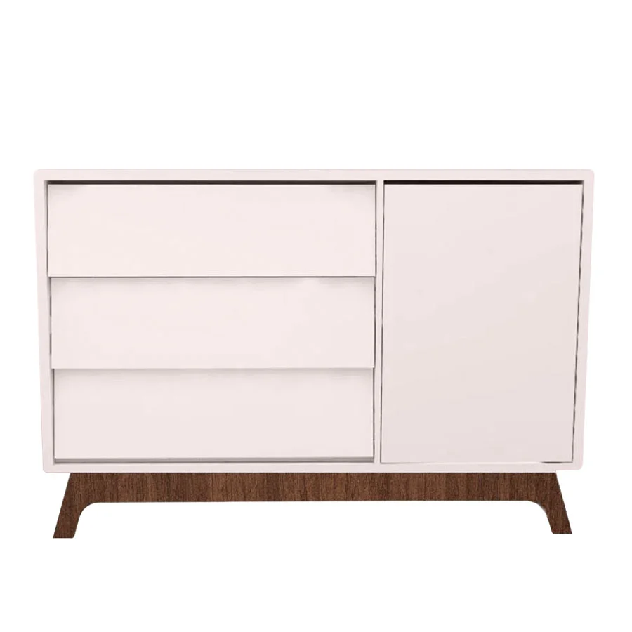 Cômoda de Bebê Raika com Porta Rosa Claro e Pé Mel - Image 5