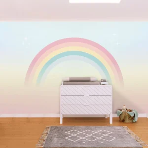 Papel de Parede Infantil Arco Íris Azul - Mural