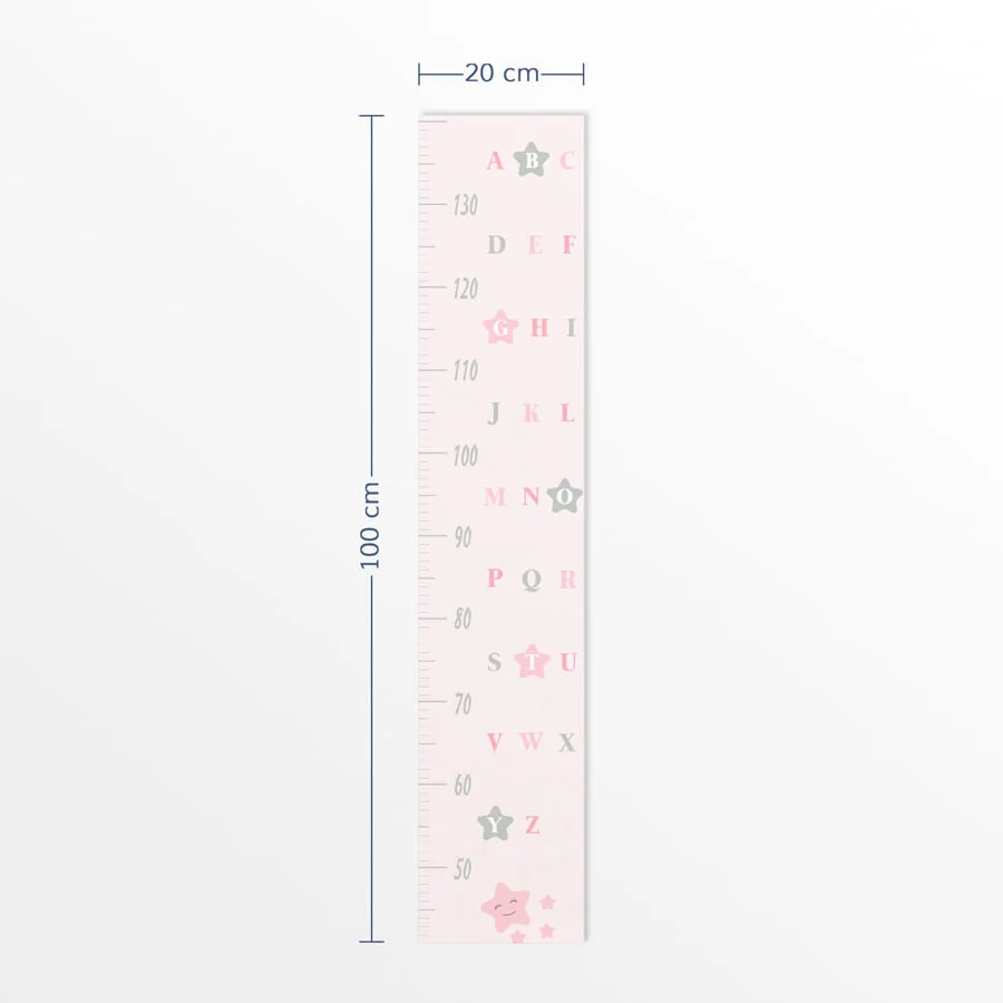 Régua de Crescimento Adesivo Alfabeto Estrela Rosa Claro - Image 3