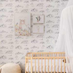 Papel de Parede Infantil Toile de Jouy Azul Polo