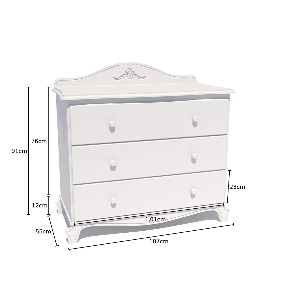Cômoda Nóbile Branco Provençal 3 Gavetas - Image 3