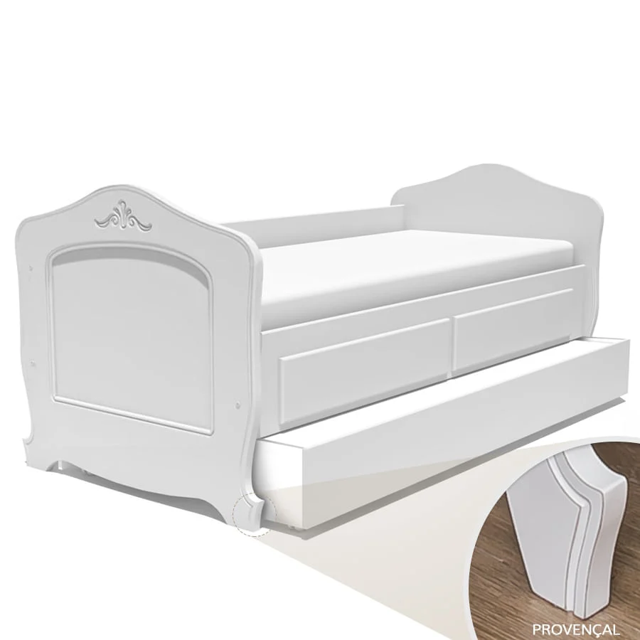Cama Sofá Nóbile com Cama Auxiliar e 2 Gavetas Branco Provençal - Image 2