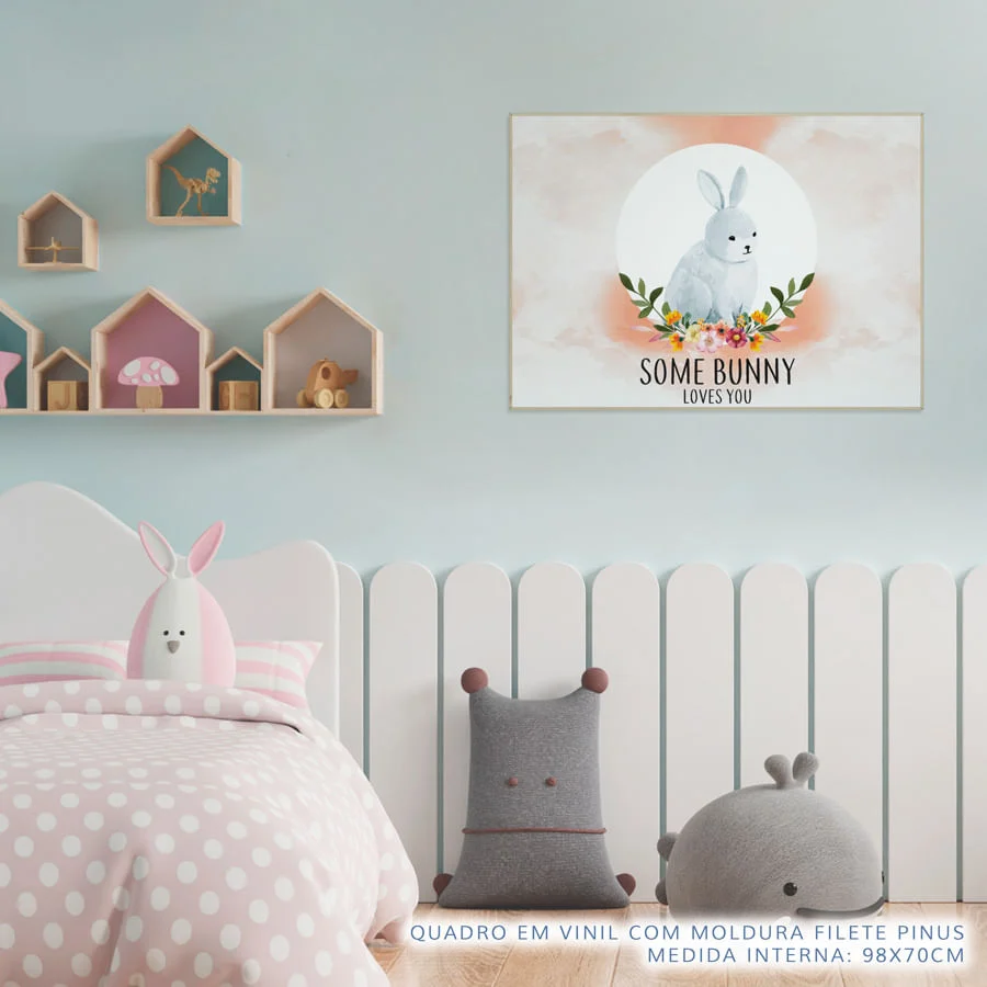 Quadro Infantil Coelho Some Bunny Loves You Laranja - Image 3