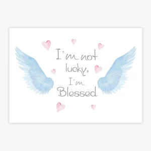 Quadro Infantil Aquarela Asas Blessed Azul