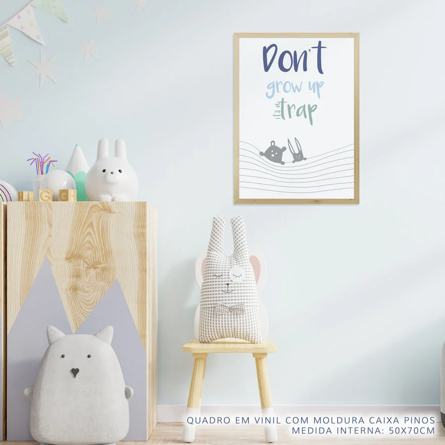 Quadro Infantil Animais Don't Grow Up Azul - Image 3