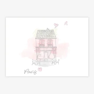 Quadro Infantil Paris Rosa Horizontal