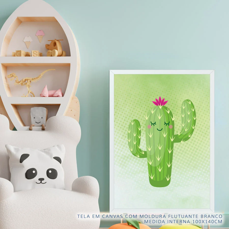 Quadro Infantil Tropical Cactos Verde - Image 3