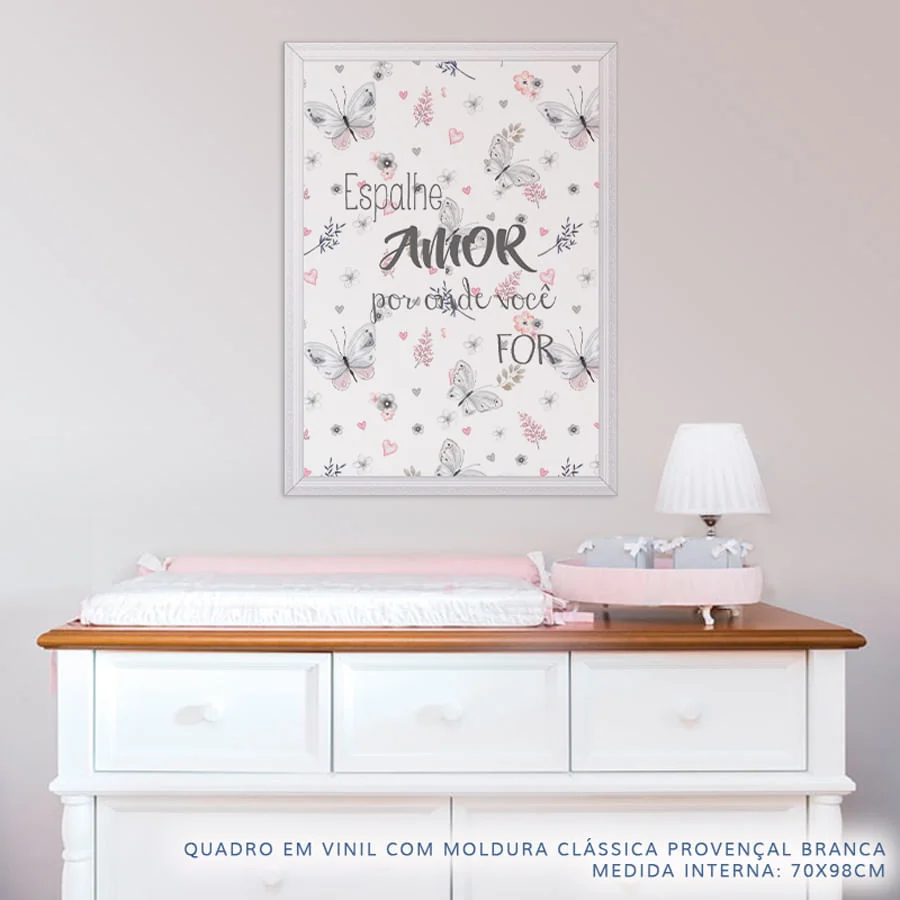 Quadro Infantil Aquarela Espalhe Amor Cinza Vertical - Image 3
