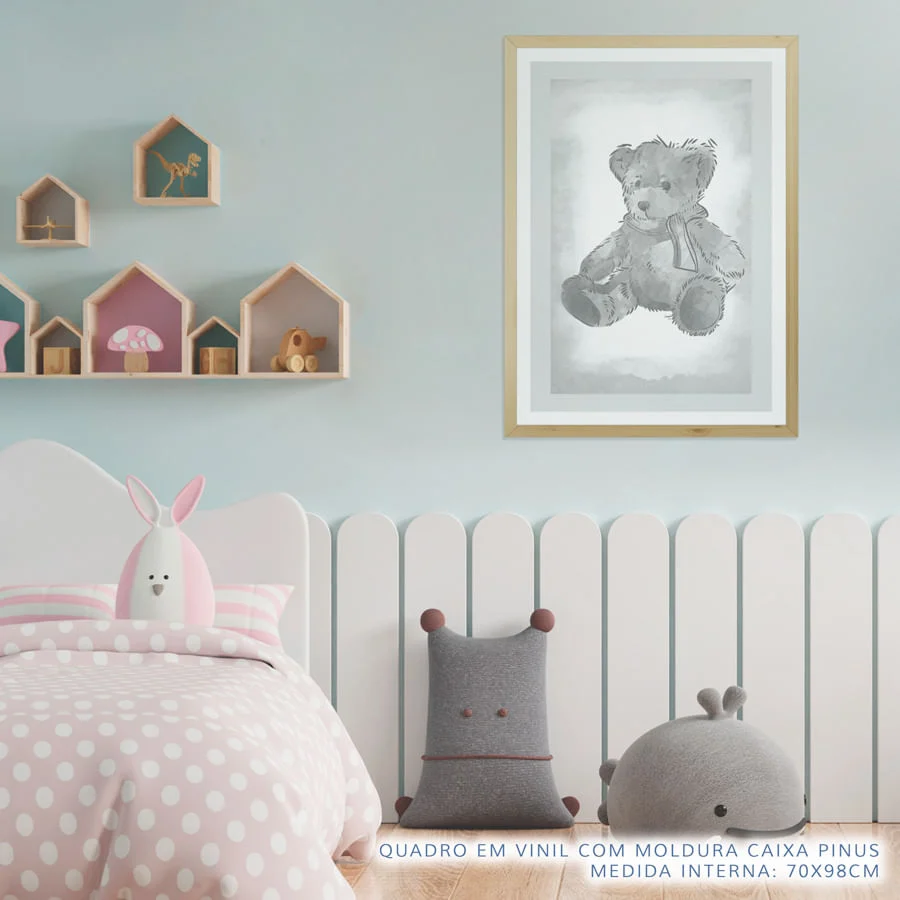 Quadro Infantil Urso Classic Cinza - Image 3