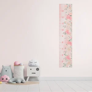 Régua de Crescimento Jardim com Rosas Aquarela Rosa
