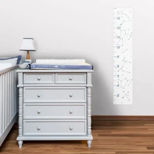 Régua de Crescimento Constelações Fundo Branco Azul Clássico