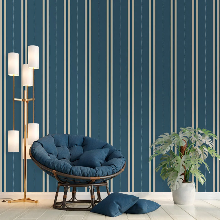 Papel de Parede Listra Britânica Azul Polo - Image 3