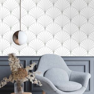 Papel de Parede Leque Cinza