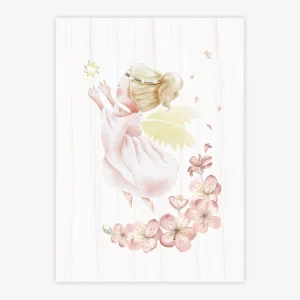 Quadro Infantil Anjinha com Estrela Rosa