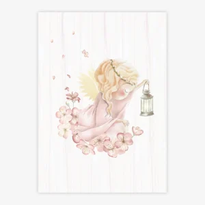 Quadro Infantil Anjinha com Luminária Rosa