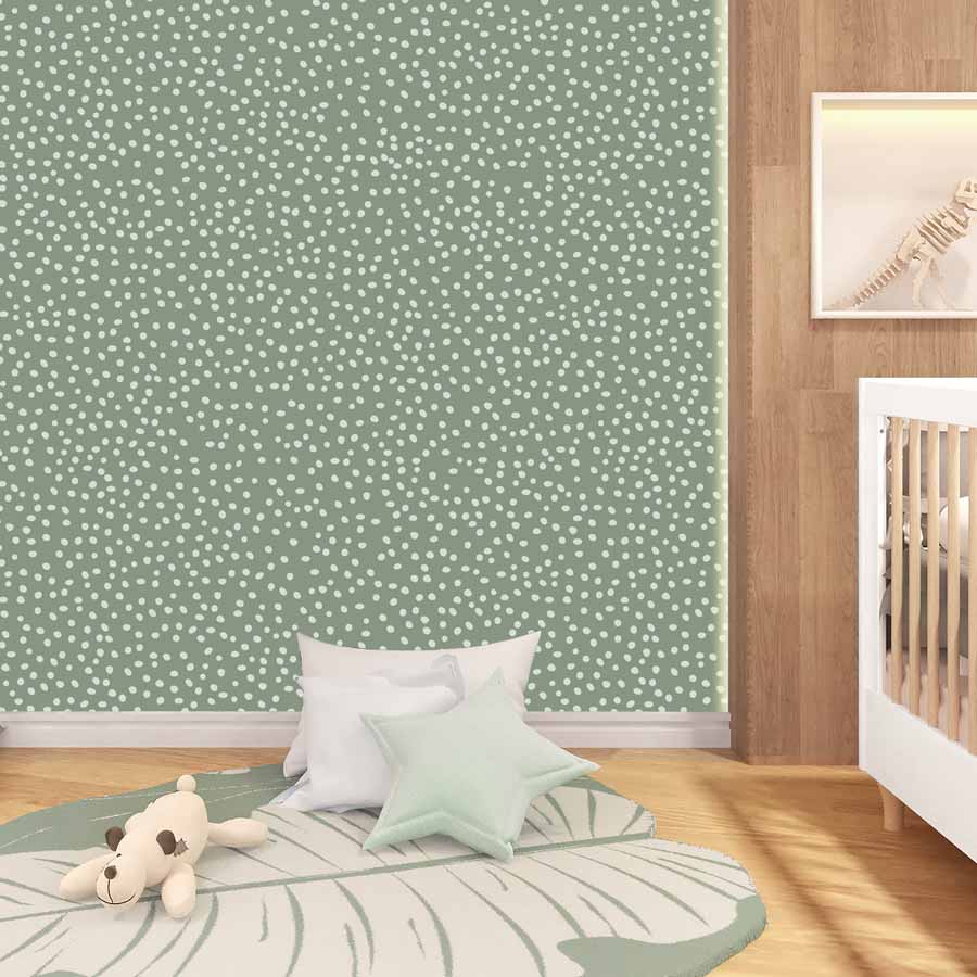 Papel de Parede Infantil Poá Irregular Verde - Image 2