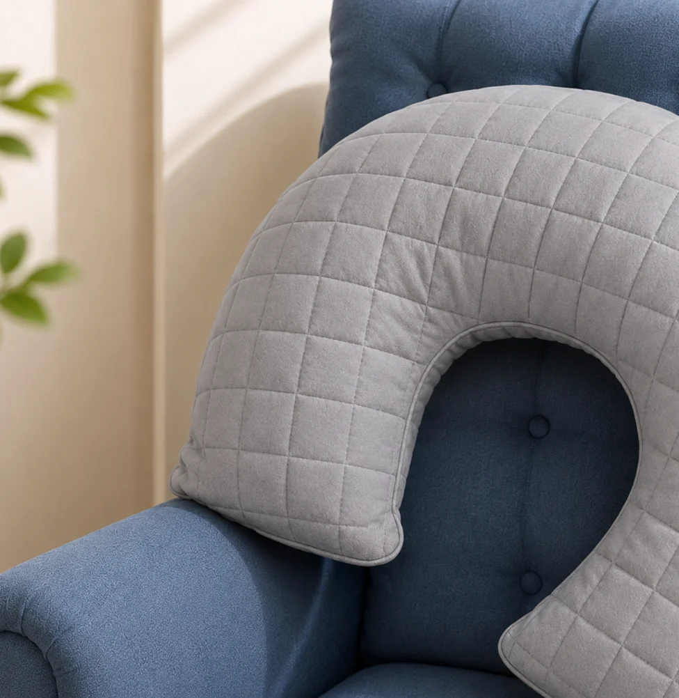 Almofada de Amamentação Quadradinho Cinza - Image 4
