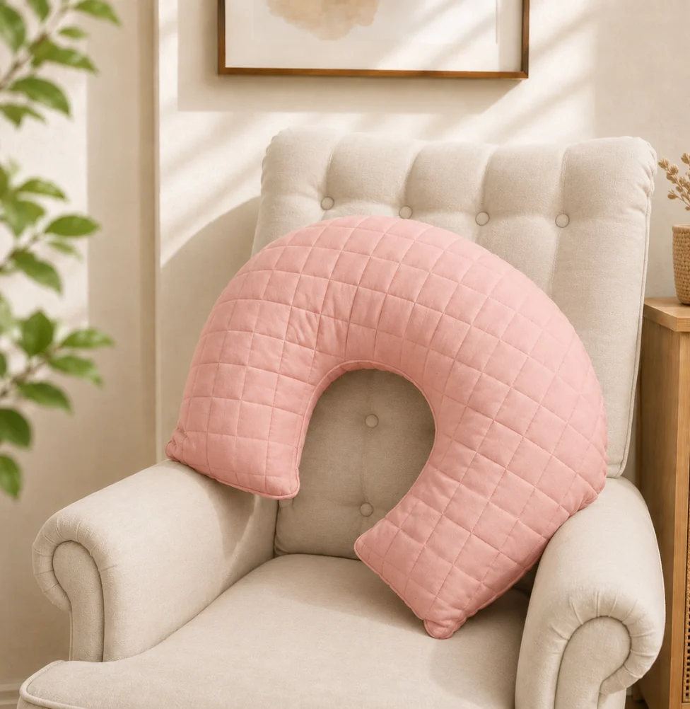 Almofada de Amamentação Quadradinho Rosa Chá - Image 7