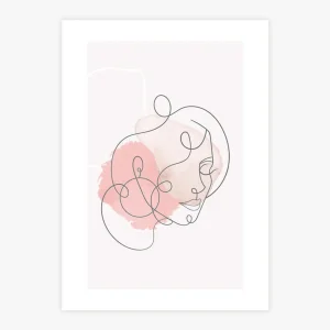 Quadro Mulher Minimalista Aquarela Rose - Vertical