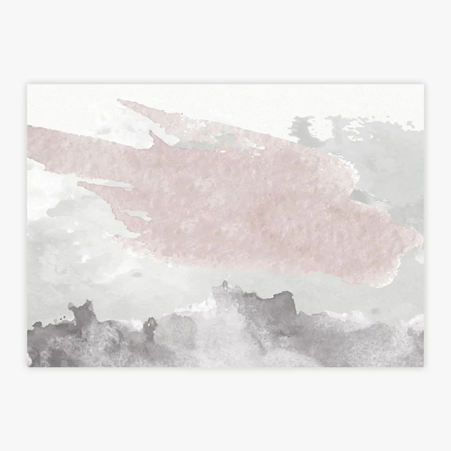 Quadro Abstrato Aquarela Rose - Horizontal