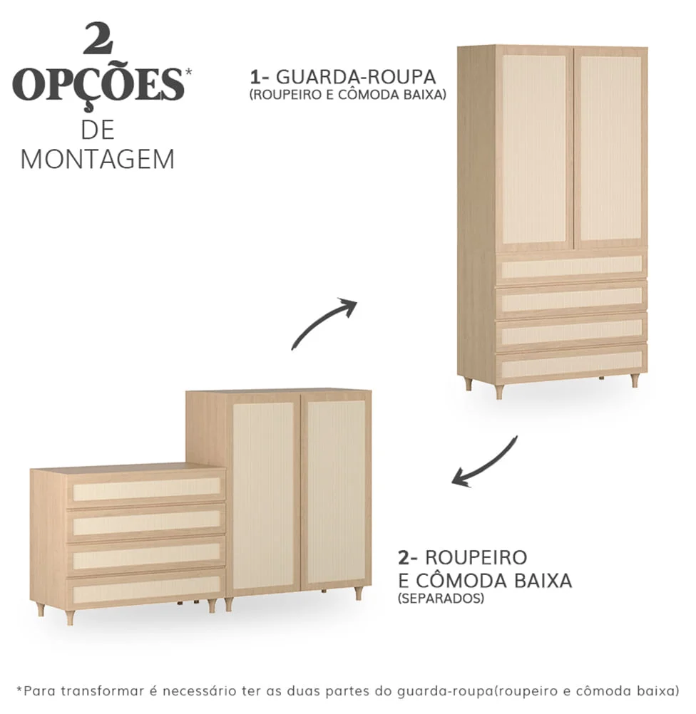Roupeiro Haus Nature 2 Portas com Palha - Carvalho - Image 5