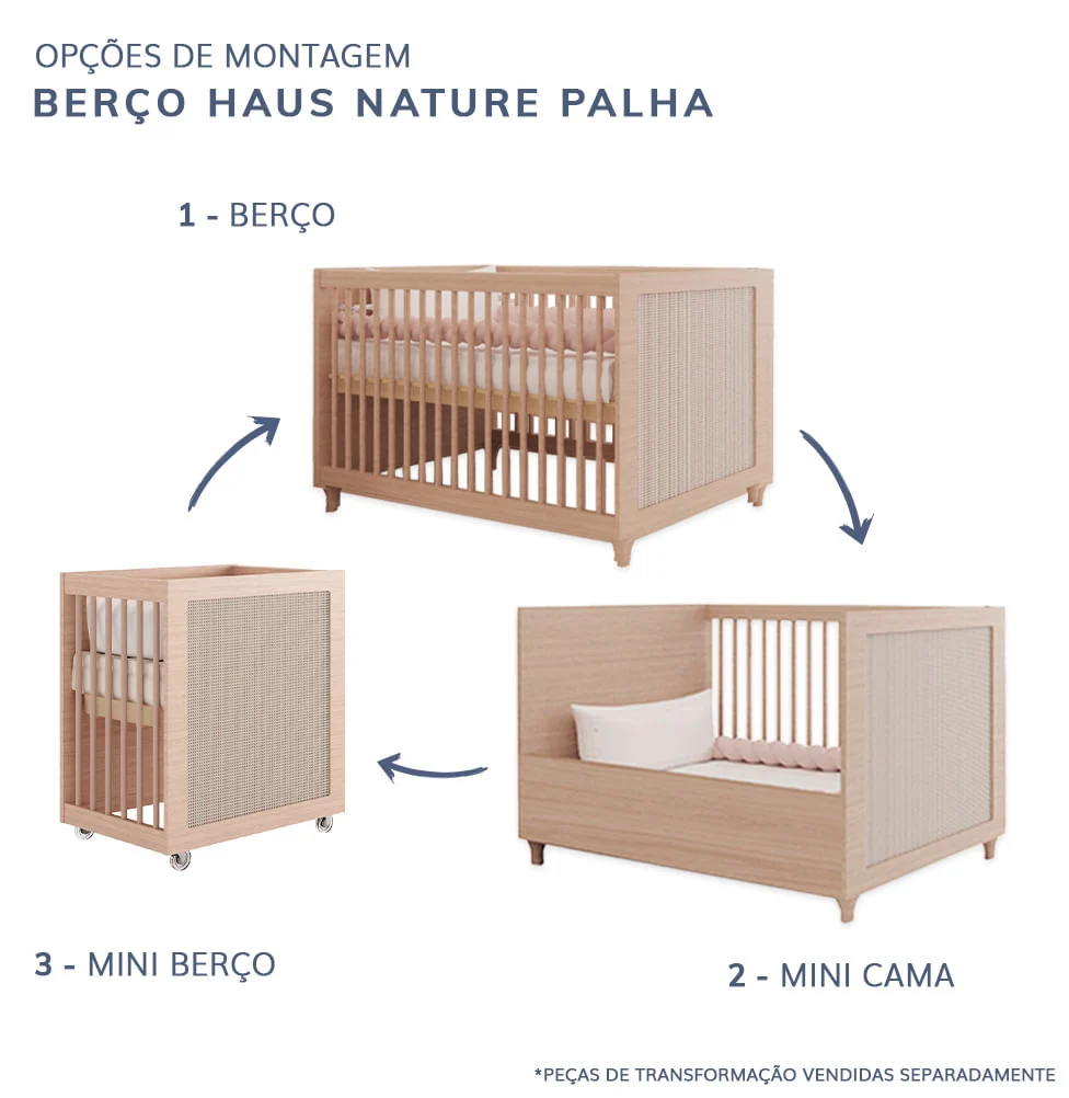 Berço Haus Nature com Palha 3 em 1 - Carvalho - Image 6